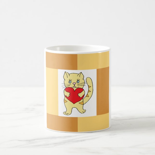 Minimalist Cute I love ginger cat Coffee Mug (Center)