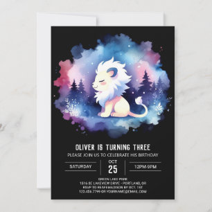 Minimalist Cute Lion Birthday Invitation