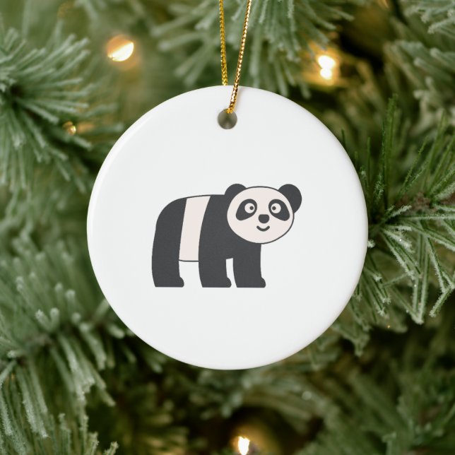 Minimalist Cute Panda Bear Flat Art Ceramic Ornament (Tree)