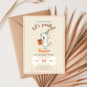 Minimalist Cute Puppy Pet Dog Pawty Birthday Invitation
