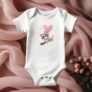 Minimalist Cute Racoon Baby Shower Baby Bodysuit