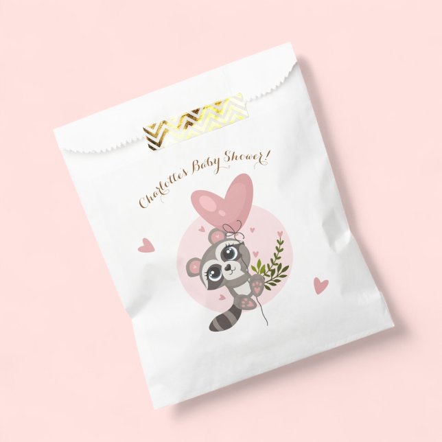 Minimalist Cute Racoon Baby Shower Favour Bag (Minimalist Cute Raccoon Baby Shower Favor Bag)