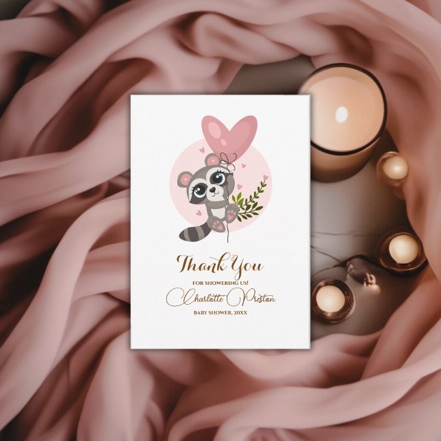 Minimalist Cute Racoon Baby Shower Thank You Card (Minimalist Cute Raccoon Baby Shower Thank You Card)