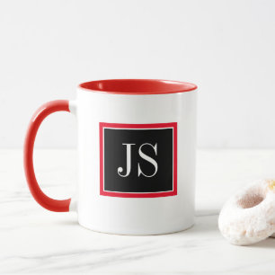 Minimalist Cute Red and Black Initials Christmas Mug