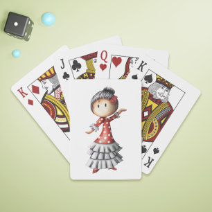 Minimalist Cute Sevillana Dancer Illustration Playing Cards