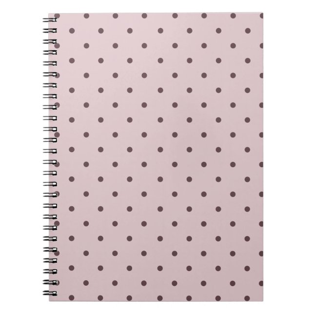 Minimalist Cute Soft Light Pink Brown Polka Dots Notebook (Front)
