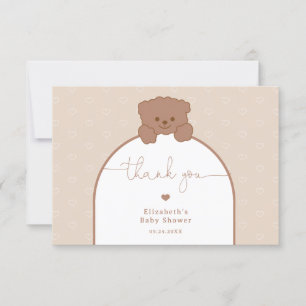 Minimalist Cute Teddy Bear Baby Shower Thank You Card