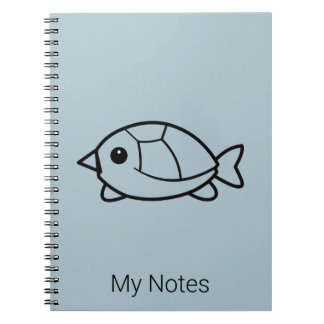 Minimalist Cute Turtle Wireframe Pastel Blue Notebook