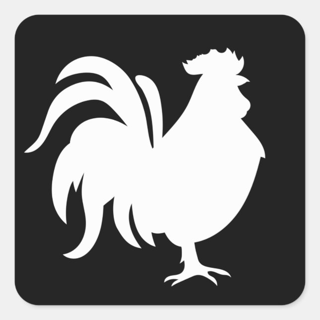 Minimalist Cute White lucky rooster     Square Sticker (Front)