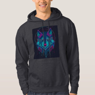 Minimalist Cyberpunk Neon Wolf Head – Futuristic S Hoodie