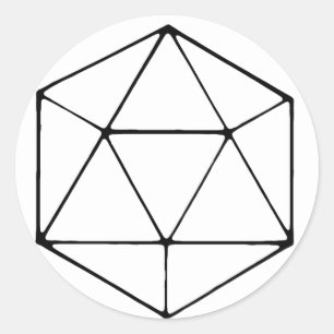 Minimalist D20 Design Tabletop Gamer Geek Classic Round Sticker