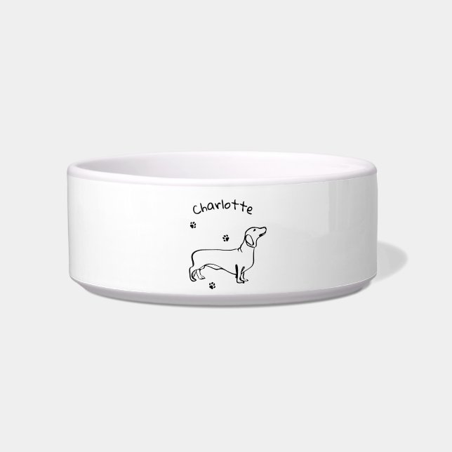 Minimalist Dachshund Art - Your Text, Your Style Bowl (Front)