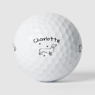 Minimalist Dachshund Art - Your Text, Your Style Golf Balls