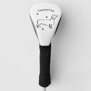 Minimalist Dachshund Art - Your Text, Your Style Golf Head Cover