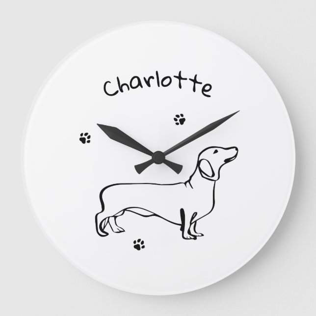 Minimalist Dachshund Art - Your Text, Your Style Large Clock (Front)