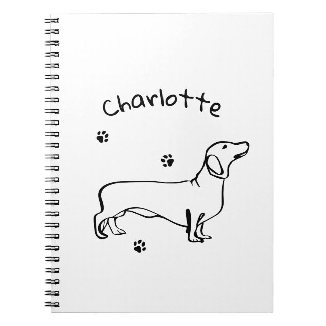 Minimalist Dachshund Art - Your Text, Your Style Notebook (Front)