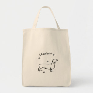 Minimalist Dachshund Art - Your Text, Your Style Tote Bag