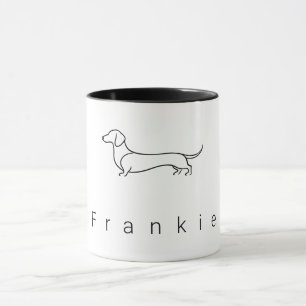 Minimalist Dachshund Custom Name    Modern One-Lin Mug