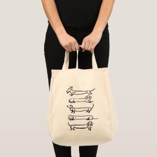 Minimalist Dachshund Dog Cotton Grocery Bag