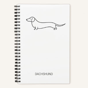 Minimalist Dachshund Line Art Deluxe Spiral Notebo Notebook