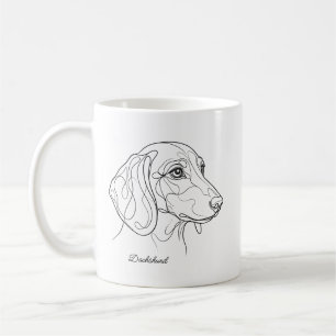 Minimalist Dachshund Line Drawing Custom Pet Name Coffee Mug