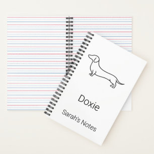 Minimalist Dachshund Personalised Name Spiral Note Notebook