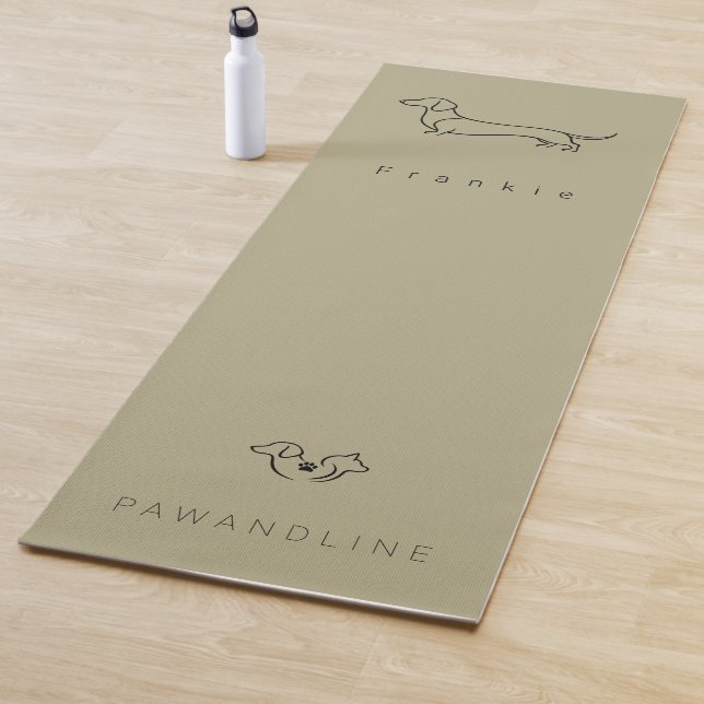 Minimalist Dachshund Yoga Mat | Custom Pet Name (In Situ)