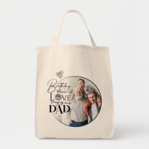 Minimalist Dad Birthday Typography Photo Tote Bag