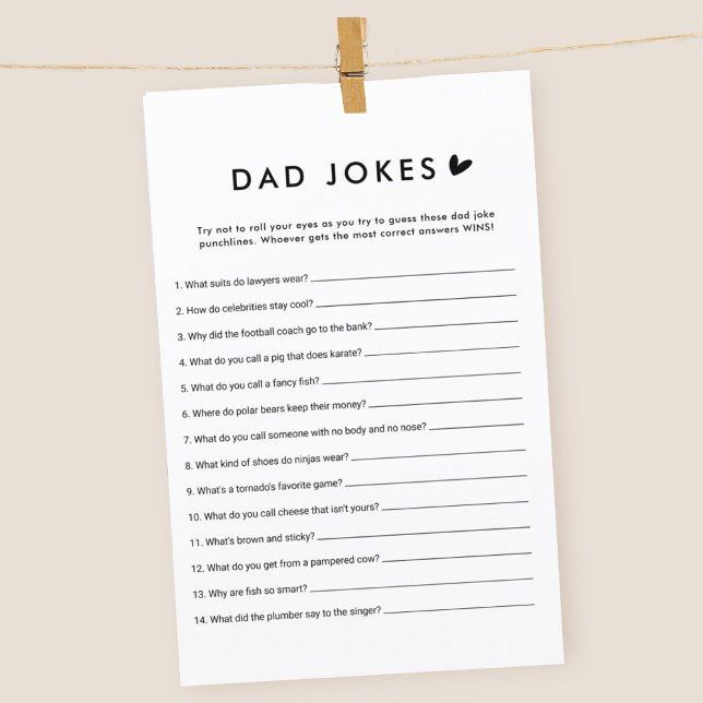 Minimalist Dad Jokes Baby Shower Game Cards (Creator Uploaded)