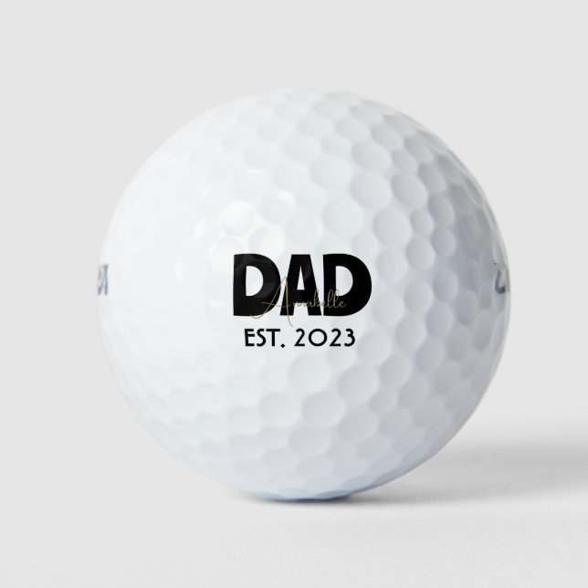 Minimalist DAD With Personalized Name & Year  Golf Balls (Front)