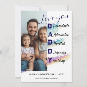 Minimalist DADDY Photo Collage Happy Father's Day Card