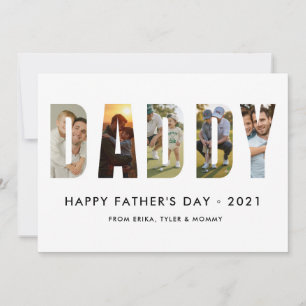 Minimalist DADDY Photo Collage Happy Father's Day Card