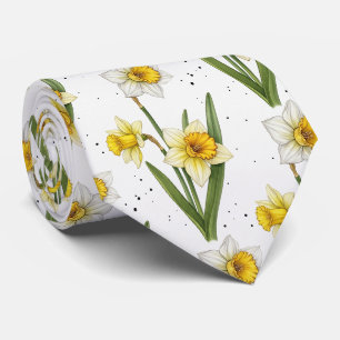 Minimalist Daffodil Flowers in Yellow & Sage Green Tie