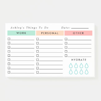 Minimalist Daily Organiser - To Do List - Hydrate Post-it Notes
