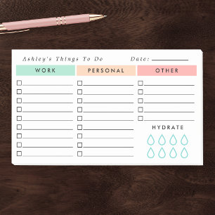 Minimalist Daily Organiser - To Do List - Hydrate Post-it Notes