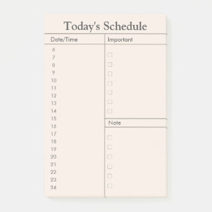 Minimalist Daily Schedule Post-it Notes