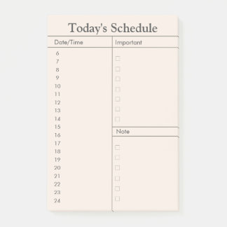 Minimalist Daily Schedule Post-it Notes