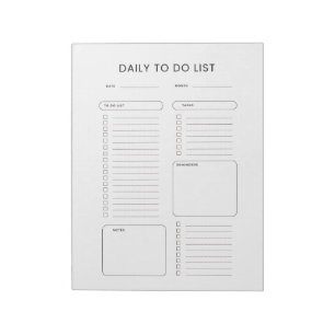 Minimalist daily to-do list notepad