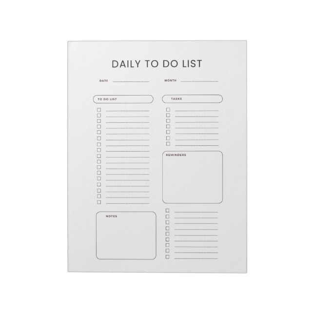 Minimalist daily to-do list notepad (Rotated)