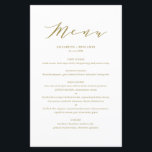Minimalist Dainty Script Gold Wedding Menu Card<br><div class="desc">Customisable script menu card featuring elegant script,  simple typography and stripes pattern. This script menu card is perfect for any wedding theme and season. Personalise by adding names,  date and menu details.</div>