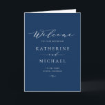 Minimalist Dainty Script Navy Blue Wedding Program<br><div class="desc">Share details of your wedding with this customisable wedding program booklet. These customisable folded programs feature whimsical script and minimalist typography. These navy blue and white wedding programs are perfect for any wedding theme. Matching items are available.</div>