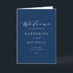 Minimalist Dainty Script Navy Blue Wedding Program<br><div class="desc">Share details of your wedding with this customisable wedding program booklet. These customisable folded programs feature whimsical script and minimalist typography. These navy blue and white wedding programs are perfect for any wedding theme. Matching items are available.</div>