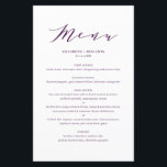 Minimalist Dainty Script Purple Wedding Menu Card<br><div class="desc">Customisable script menu card featuring elegant script,  simple typography and stripes pattern. This script menu card is perfect for any wedding theme and season. Personalise by adding names,  date and menu details.</div>