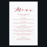 Minimalist Dainty Script Red Wedding Menu Card<br><div class="desc">Customisable script menu card featuring elegant script,  simple typography and stripes pattern. This script menu card is perfect for any wedding theme and season. Personalise by adding names,  date and menu details.</div>