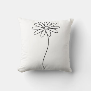 Minimalist Daisy Floral Line Art Cushion