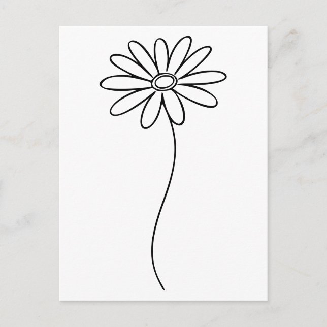 Minimalist Daisy Floral Line Art  Postcard (Front)