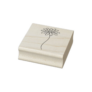 Minimalist Daisy Floral Line Art  Rubber Stamp
