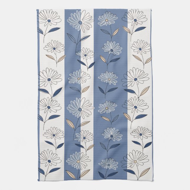 Minimalist Daisy Floral Pattern (1) Tea Towel (Vertical)
