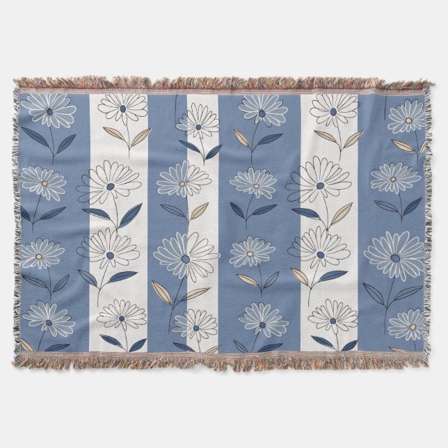 Minimalist Daisy Floral Pattern (1) Throw Blanket (Front)