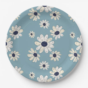 Minimalist Daisy Floral Pattern (2) Paper Plate